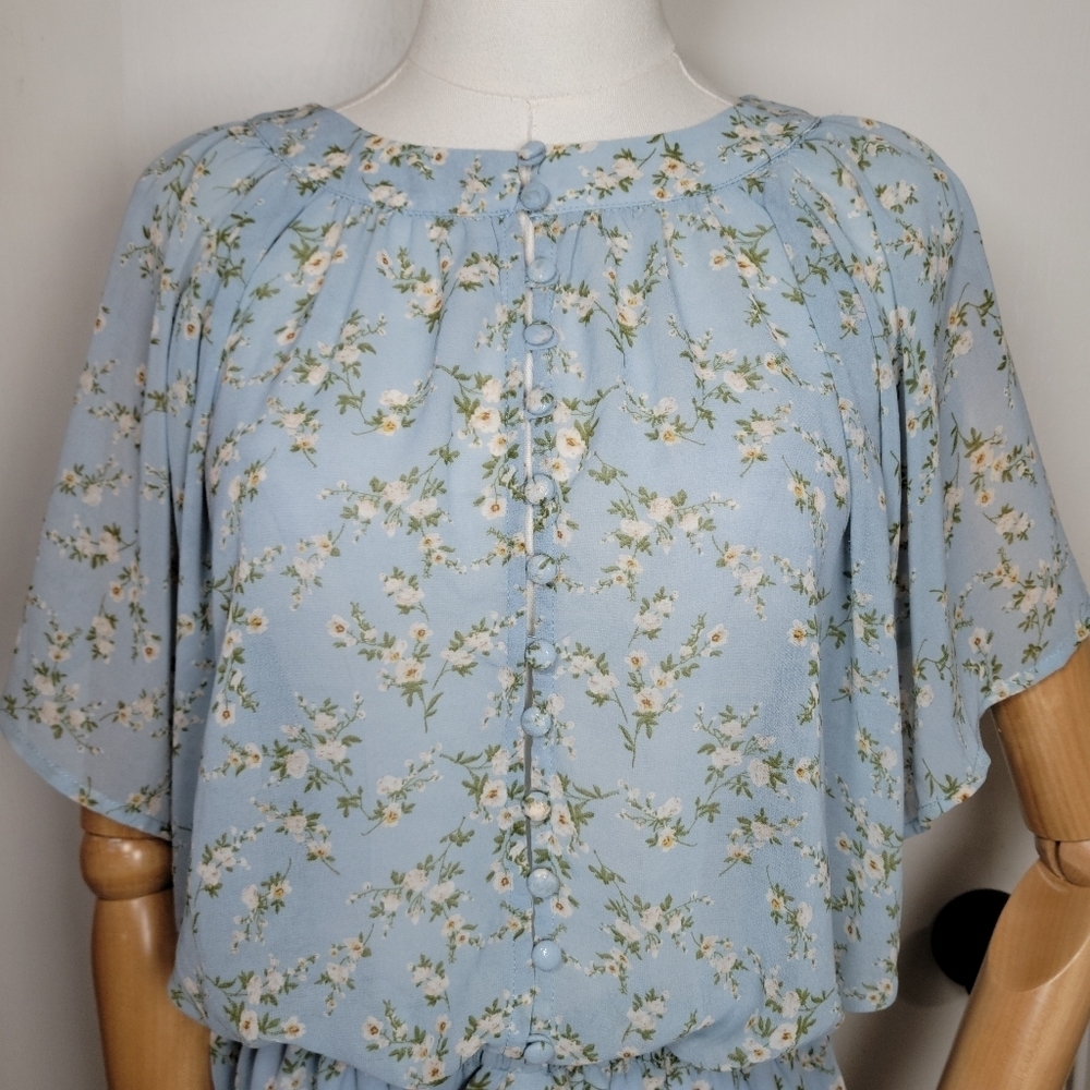 Sabo the Skirt Blue Cottagecore Floral Romper Size XS - Picture 3 of 10